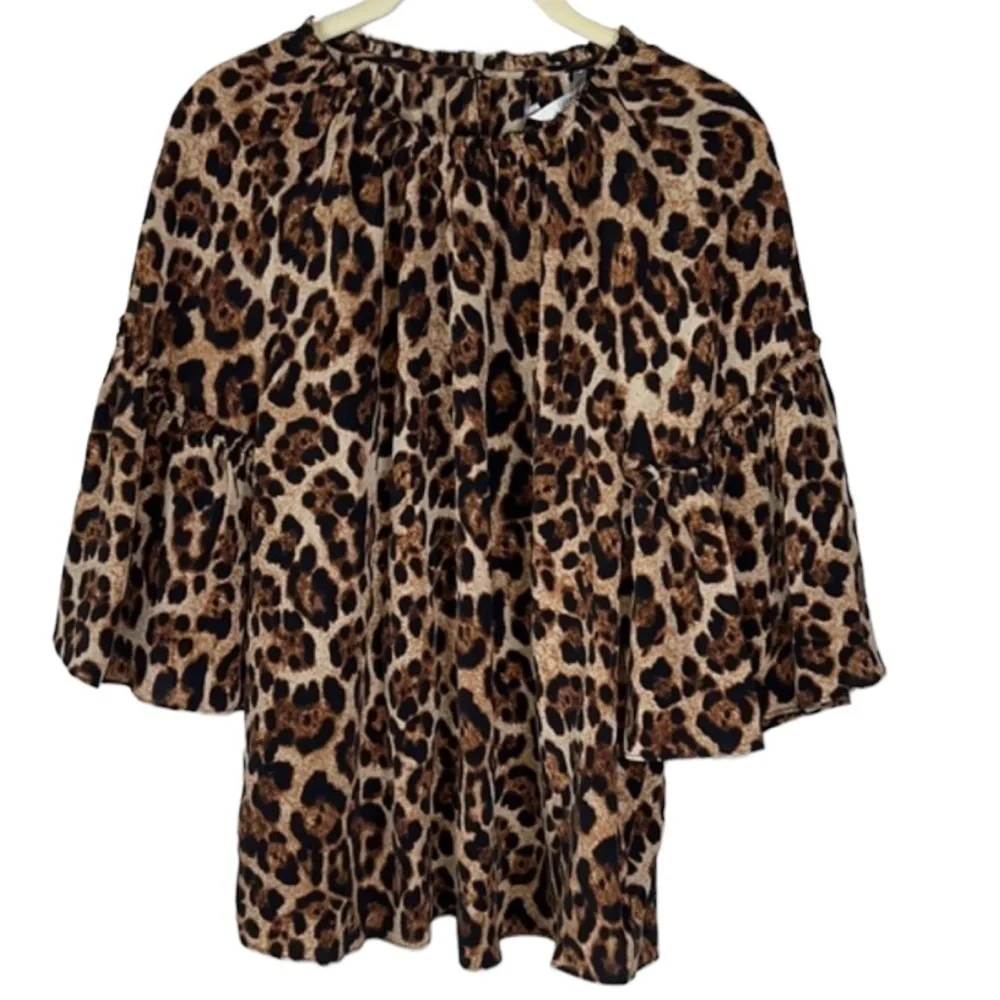 Joie Silk Animal Print Leopard Flutter Sleeve Top Size S